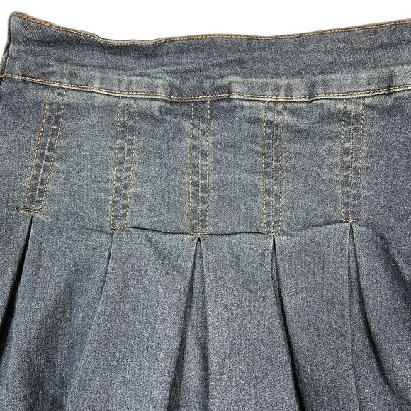 Dazy Pleated Jean Micro Mini Skirt/Skort Small/XS* Faded Dark Wash Denim Y2K 80s - Picture 7 of 9